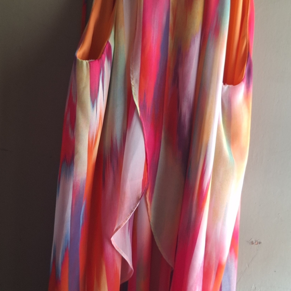 Bisou Bisou Pink Orange Multicolor Midi Dress